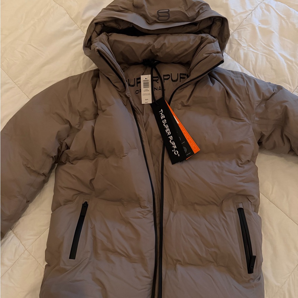 Aritzia Super Puff Jacket in Taupe